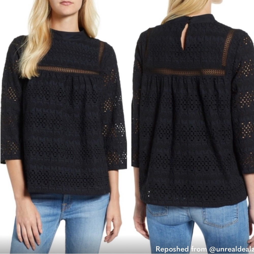 Vineyard Vines Black Eyelet Top, Size 4
